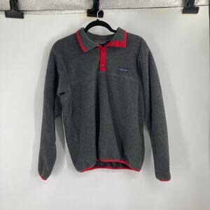 Vintage 90s Patagonia Made in USA Fleece Synchilla Gray Red Men’s Unisex Large